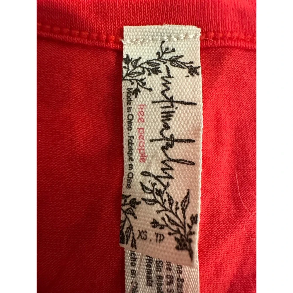 Free People Red Long Sleeve Bodysuit V‎ Neck Snap Closure XS